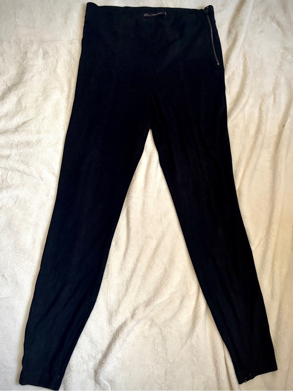 Zara Trafaluc Black High Waist Skinny Pants Side Zip Stretch Leggings Medium